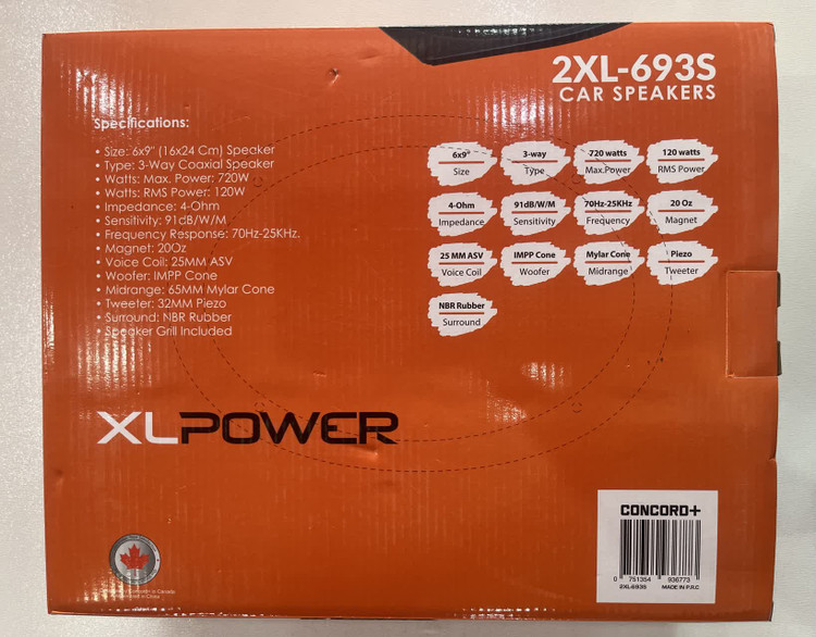 بلندگو بیضی خودرو مارک ایکس ال پاور مدل 2XL-693S بسته 2 عددی