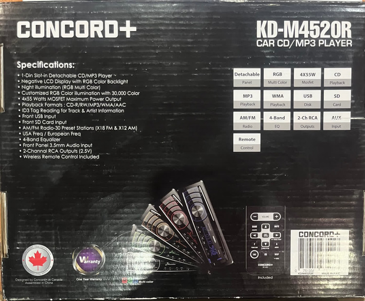 رادیو پخش خودرو مارک کنکورد مدل KD-M4520