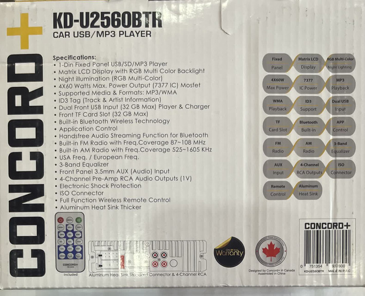رادیو پخش خودرو مارک کنکورد مدل KD-U2560BTR
